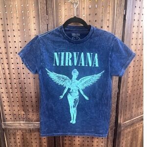 Nirvana In Utero T Shirt Blue Acid Wash Size Small Officially Licensed
